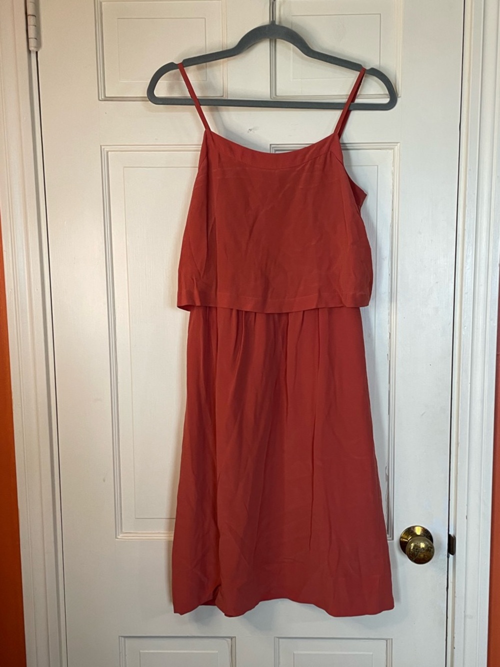 Madewell Size 0 Silk Overlay Cami Dress Burnt Copper Relaxed Minimalist - Picture 2 of 8